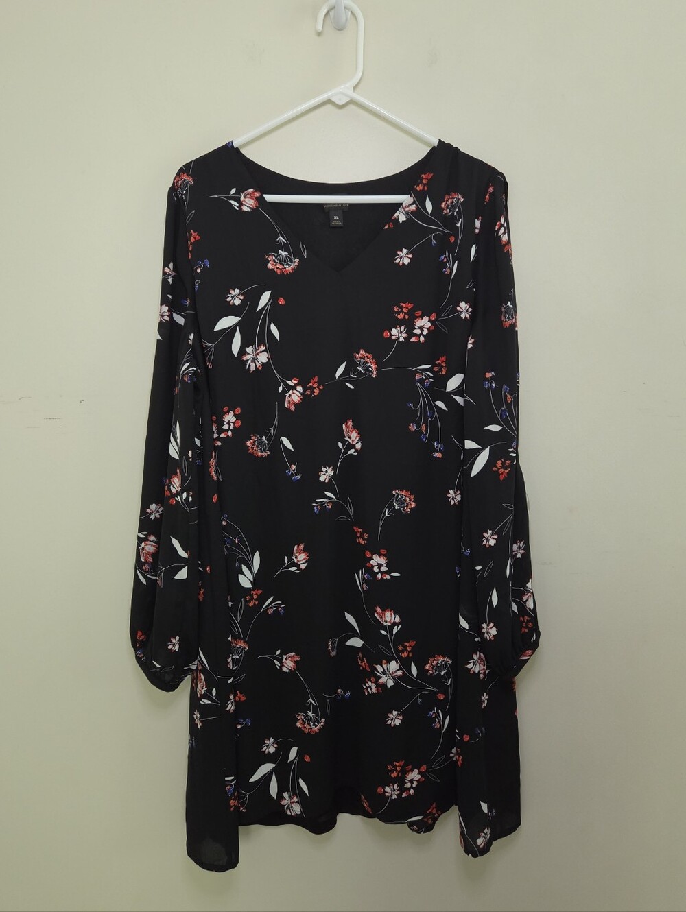 Women's Worthington Long Sleeve Floral Print Dress Sz XL
